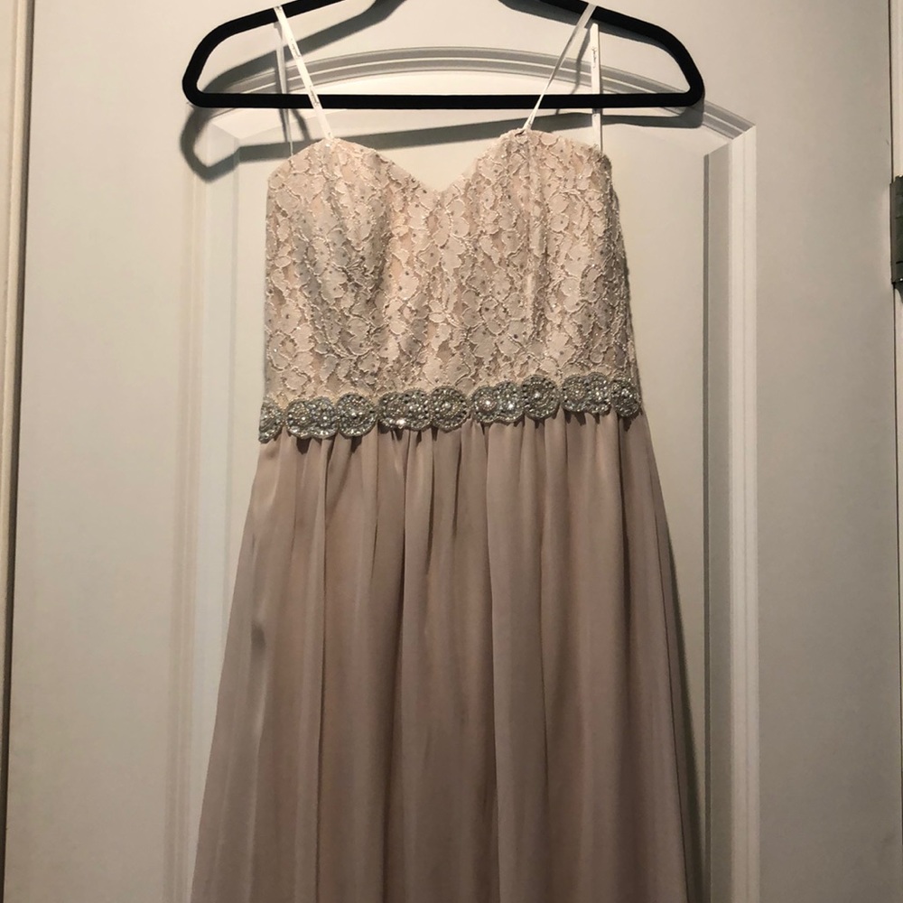 Long beige and light pink dress